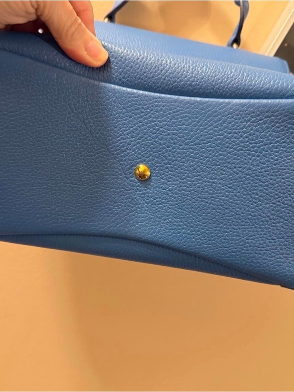 MCM Blue Leather Top-Handle Satchel Bag with crossbody strap - Picture 3 of 7